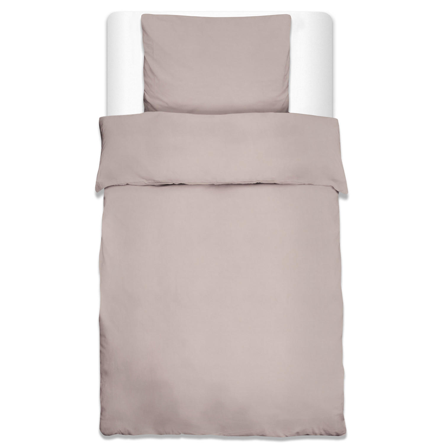 BETTWÄSCHE Julie 135/200 cm + Kissenbezug 80/80 cm Taupe Renforcé - Taupe, Textil (135/200cm)