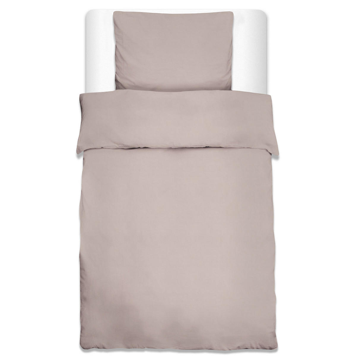 BETTWÄSCHE Julie 135/200 cm + Kissenbezug 80/80 cm Taupe Renforcé - Taupe, Textil (135/200cm)