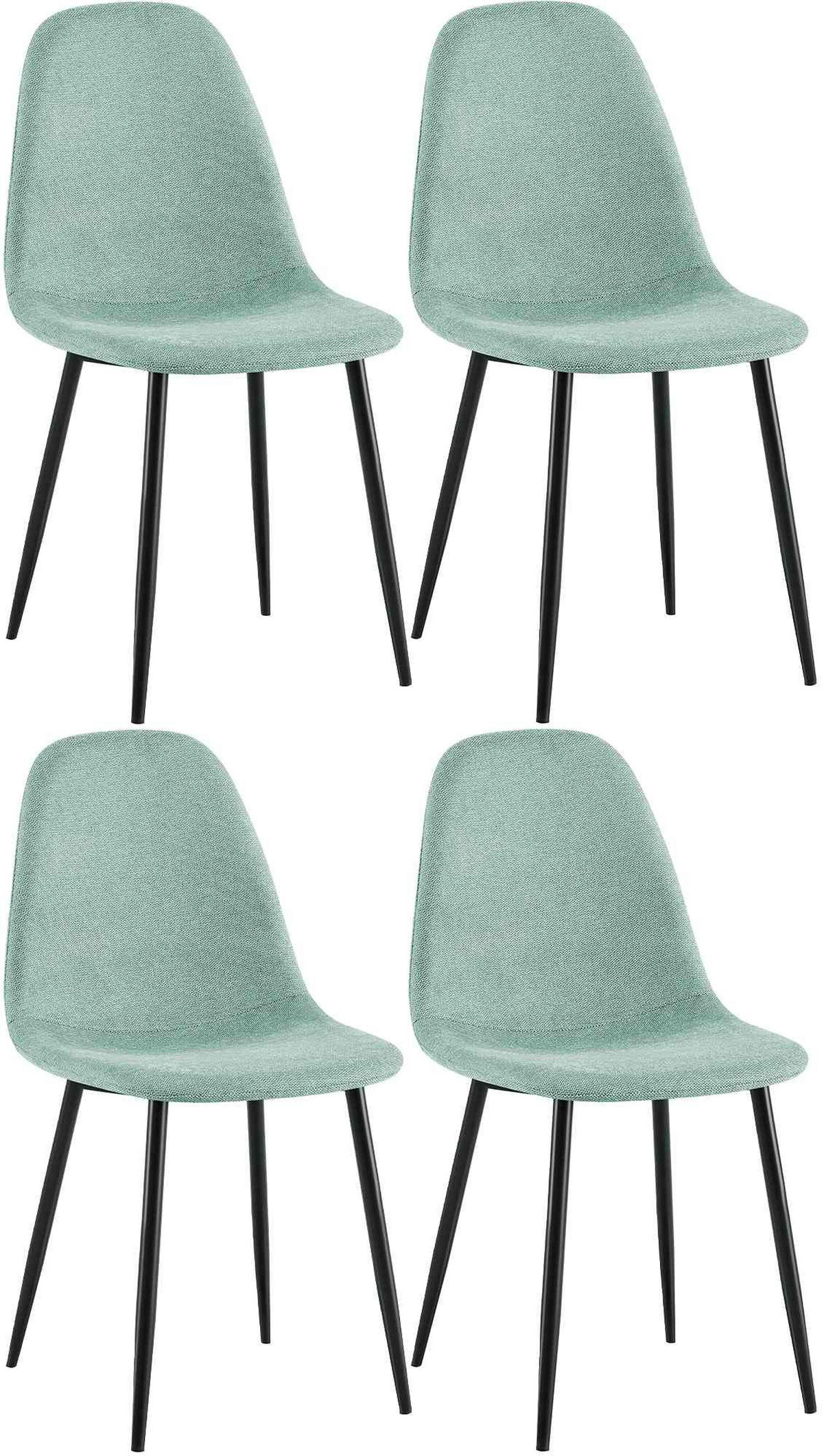 STUHL 4er Set Stoff Hellgrün - Schwarz/Hellgrün, Textil/Metall (44/88/51cm) - CLP