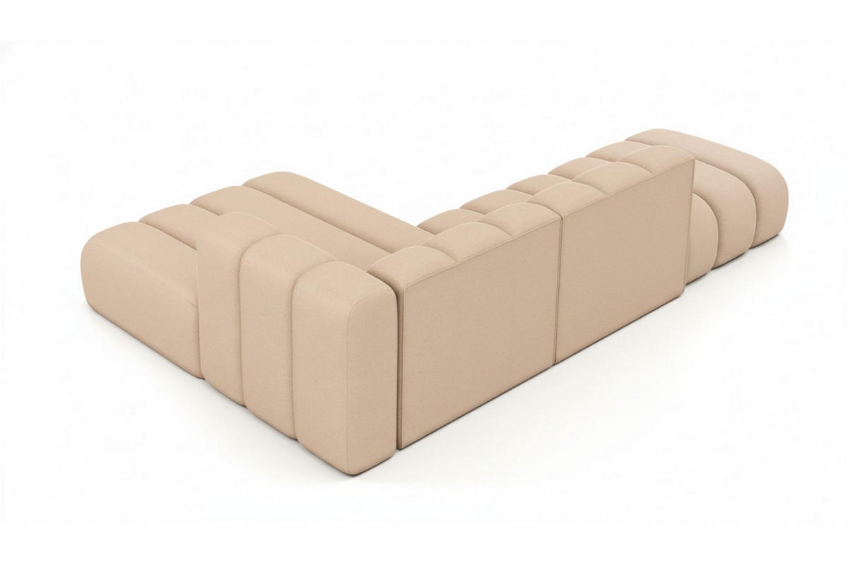 ECKSOFA L-form mit Hocker, Grand Mini, Stoff Salvador, Beige, Links - Beige, Holz (295/179cm) - Kaiser Möbel