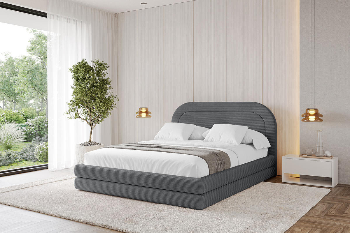 POLSTERBETT mit Bettkasten und Lattenrost, Boxbett ohne Matratze - LERIS 180x200 Dunkelgrau - Anthrazit, Holzwerkstoff/Textil (180/200cm) - ALTDECOR