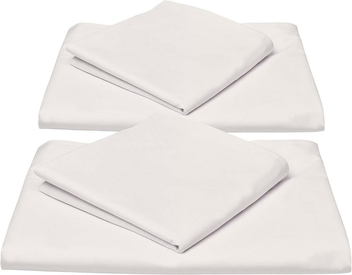 BETTWÄSCHE Julie 155/220 cm + Kissenbezug 80/80 cm Weiß 2er - Weiß, Naturmaterialien/Textil (155/220cm) - Beautissu 