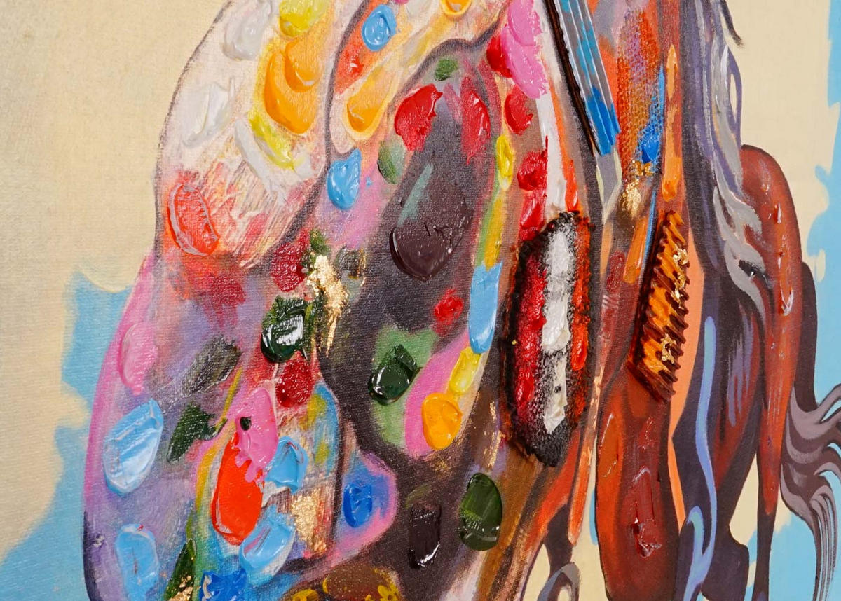 ÖLGEMÄLDE PFERD Mehrfarbig - Multicolor, Textil (90/100cm) - MCW