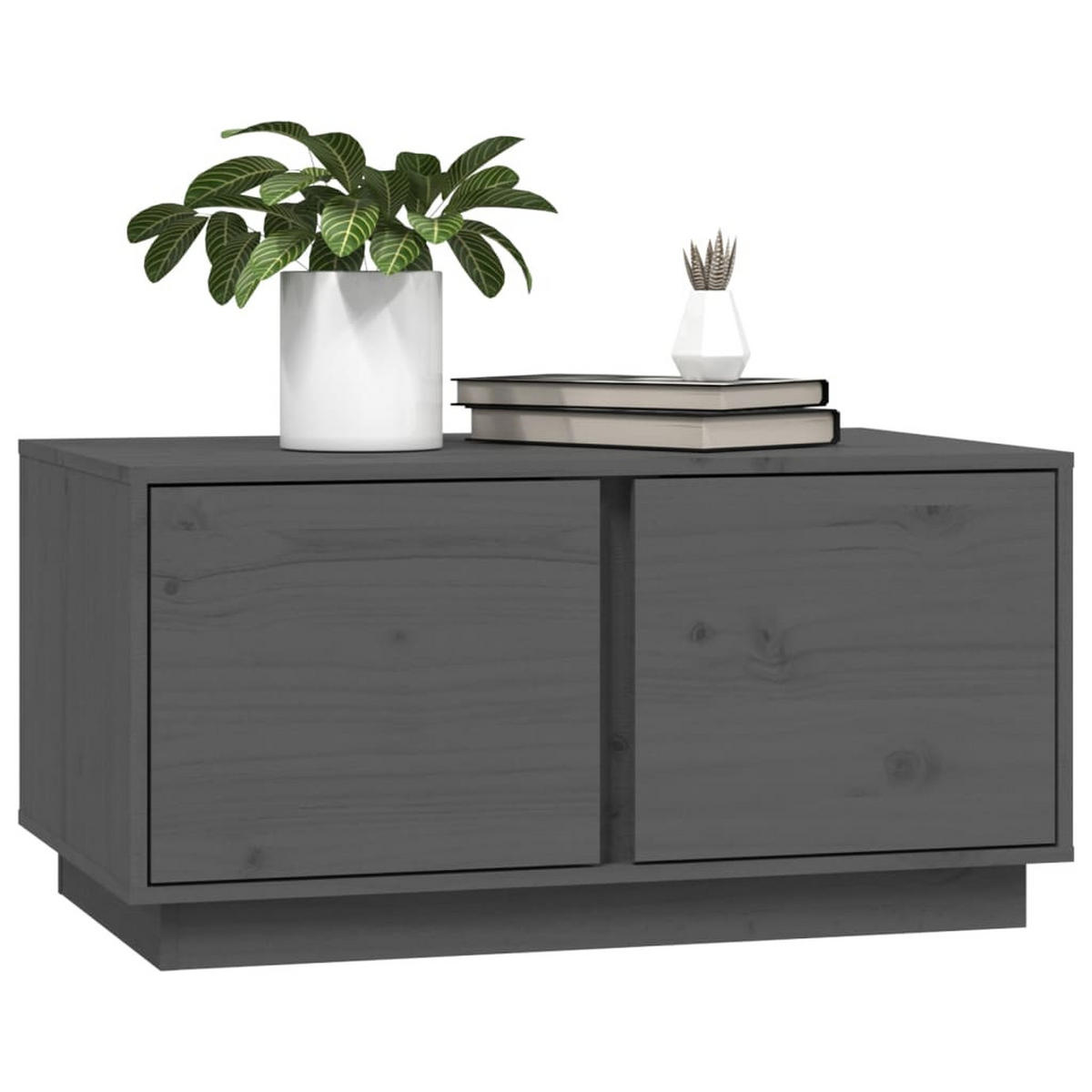COUCHTISCH Grau 80x50x40 cm Massivholz Kiefer - Grau, Holz (80/50/40cm) - furnicato