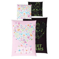 KINDERBETTWÄSCHE 135x200 cm Herz Rosa Mädchen aus 100% Baumwolle - Leuchtet um Dunkeln - Rosa, Textil (135/200cm) - Carpe Sonno
