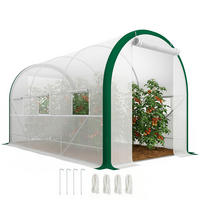 TUNNEL-GEWÄCHSHAUS DE-05861 3,5 x 2 x 2 m, mit Reißverschlusstüren Weiß - Weiß, Kunststoff/Metall (210/210/358cm) - ComfortXL