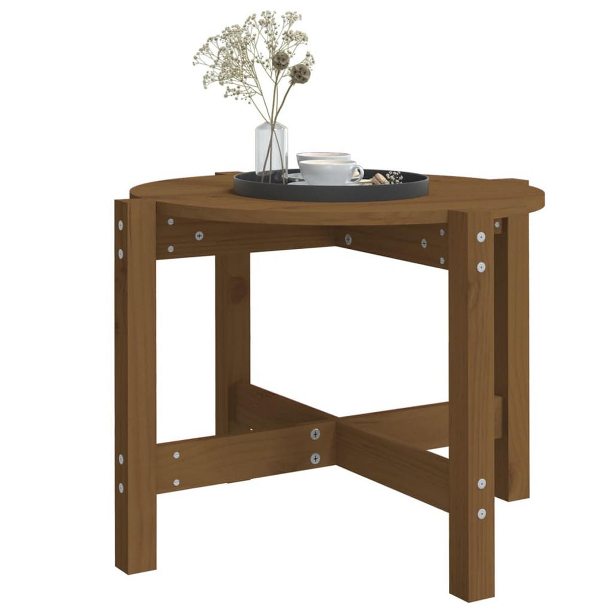 COUCHTISCH Honigbraun Ø 62,5x45 cm Massivholz Kiefer - Braun, Holz (62.5/62.5/45cm) - furnicato