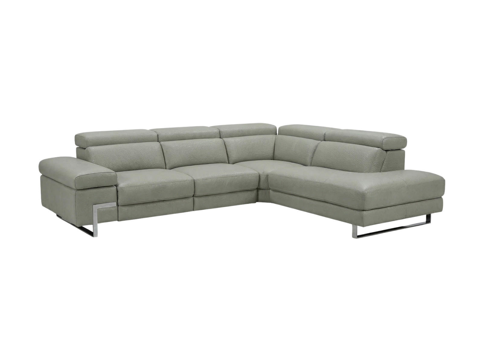 ECKSOFA Opera Echtleder Perlgrau - Hellgrau, Leder/Metall (269/218cm)