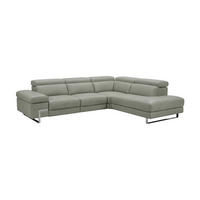 ECKSOFA Opera Echtleder Perlgrau - Hellgrau, Leder/Metall (269/218cm)