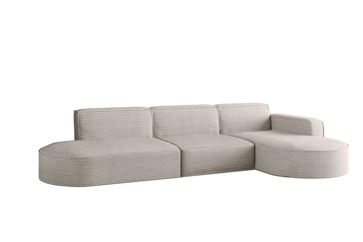 ECKSOFA Designer, Sofa L form MODENA 302 cm stoff Poso Beige Rechts - Beige, Holz (302/296cm) - Kaiser Möbel