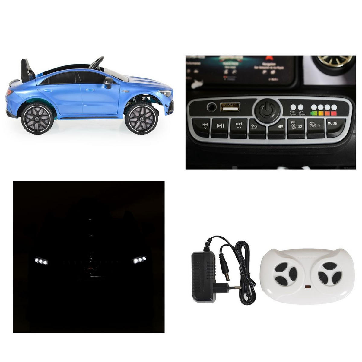 ELEKTROAUTO Mercedes-AMG CLA 45 blau 45 Bluetooth Fernbedienung vier Motoren - Blau, Kunststoff (110/52/45cm) - Moni