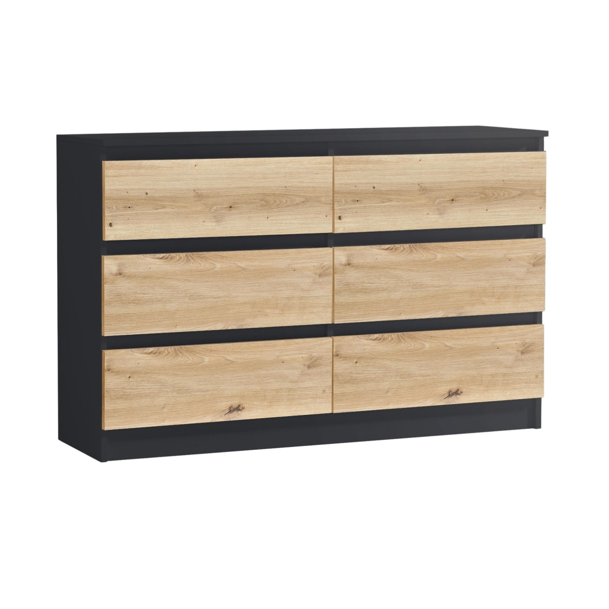 KOMMODE mit 6 Schubladen 120 cm breit in anthrazit-eiche - Eichefarben/Anthrazit, Holzwerkstoff (120/78/35cm) - Home Collective