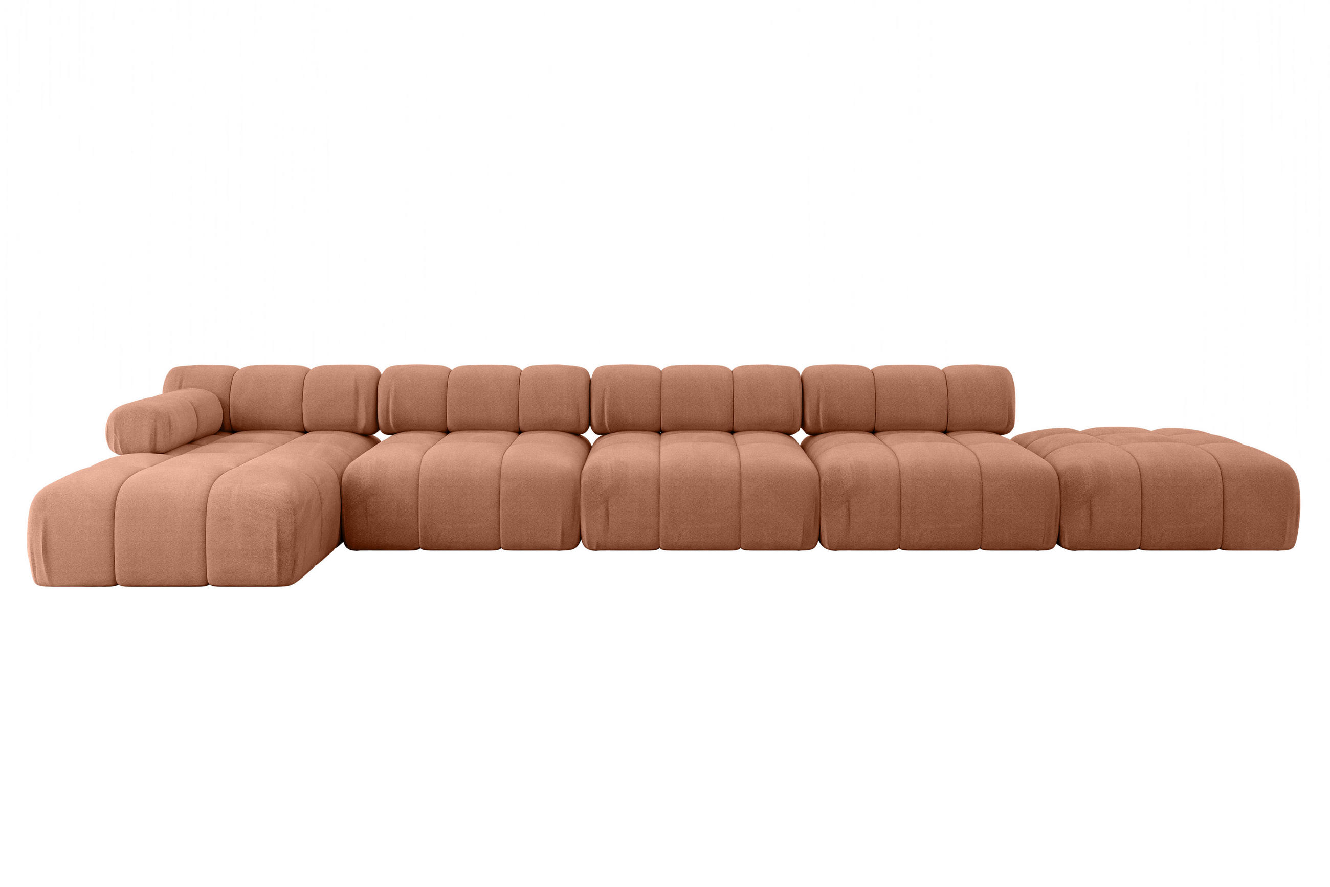 ECKSOFA modulares Sofa Lizur-L3 - 475x160x70 cm Apricot Velours - Koralle, Holzwerkstoff/Textil (475/160cm) - ALTDECOR