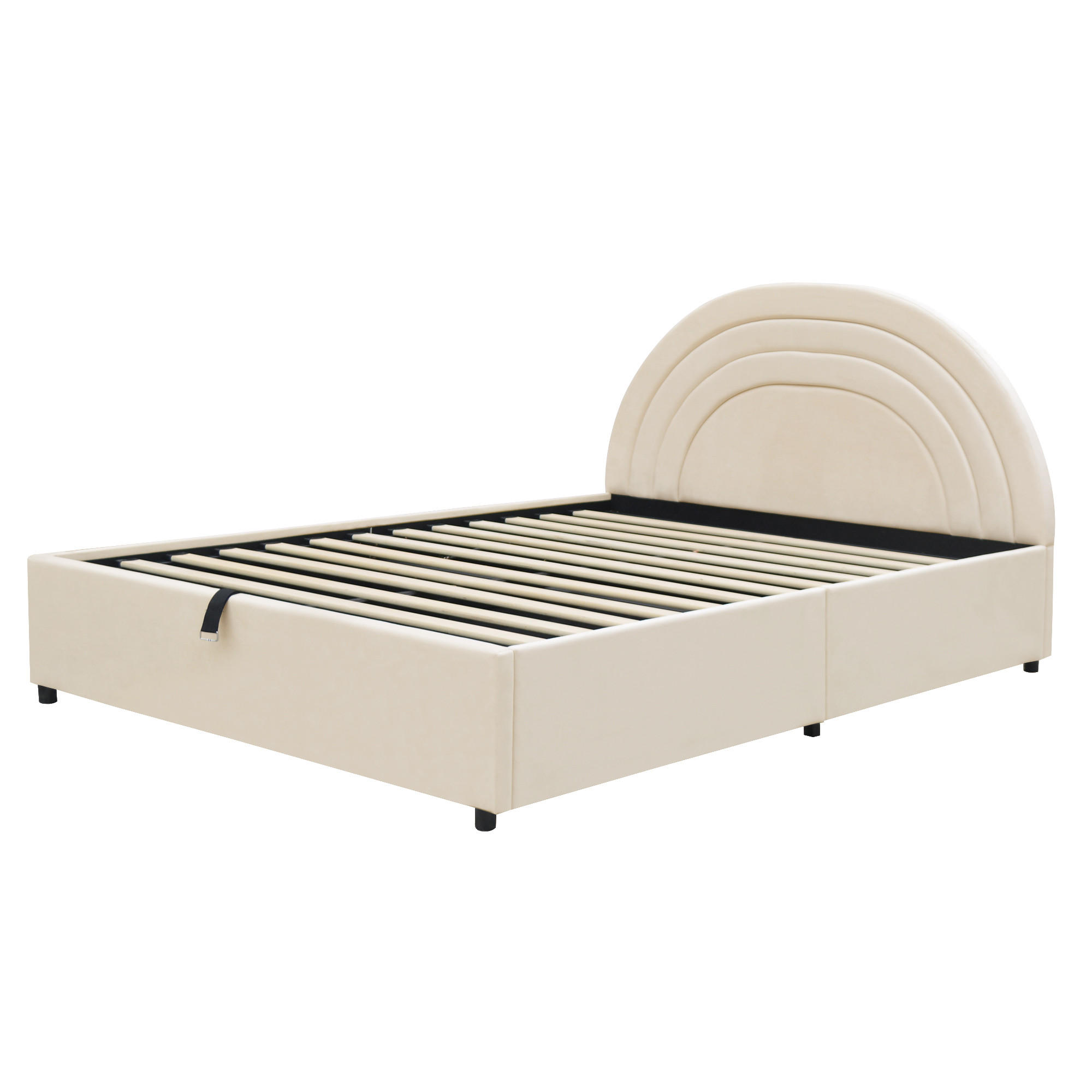 POLSTERBETT 140/200 cm DE-32806 mit Stauraum und Kopfteil Beige - Beige, Metall (140/200cm) - ComfortXL