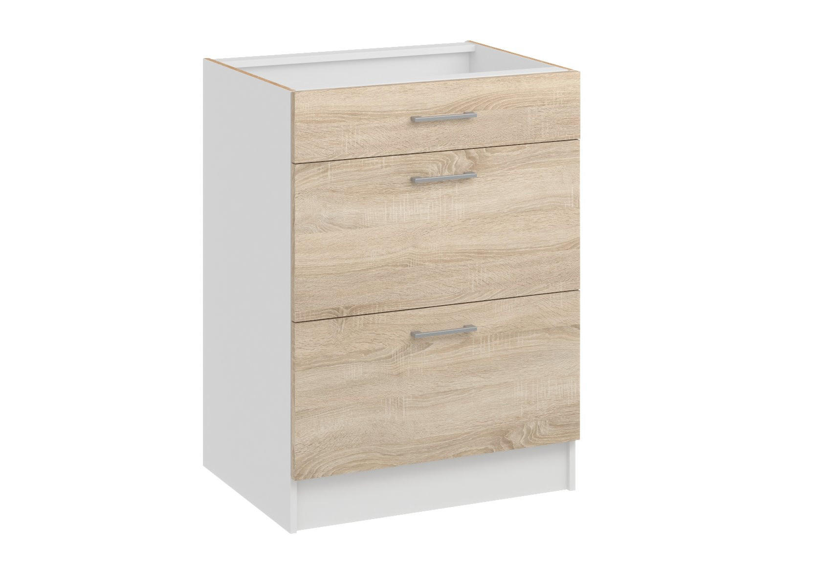 UNTERSCHRANK d60 3sz sonoma licht - Sonoma Eiche, Holzwerkstoff (60/82/44cm) - roe furniture