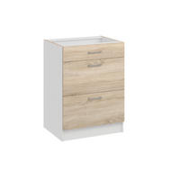UNTERSCHRANK d60 3sz sonoma licht - Sonoma Eiche, Holzwerkstoff (60/82/44cm) - roe furniture