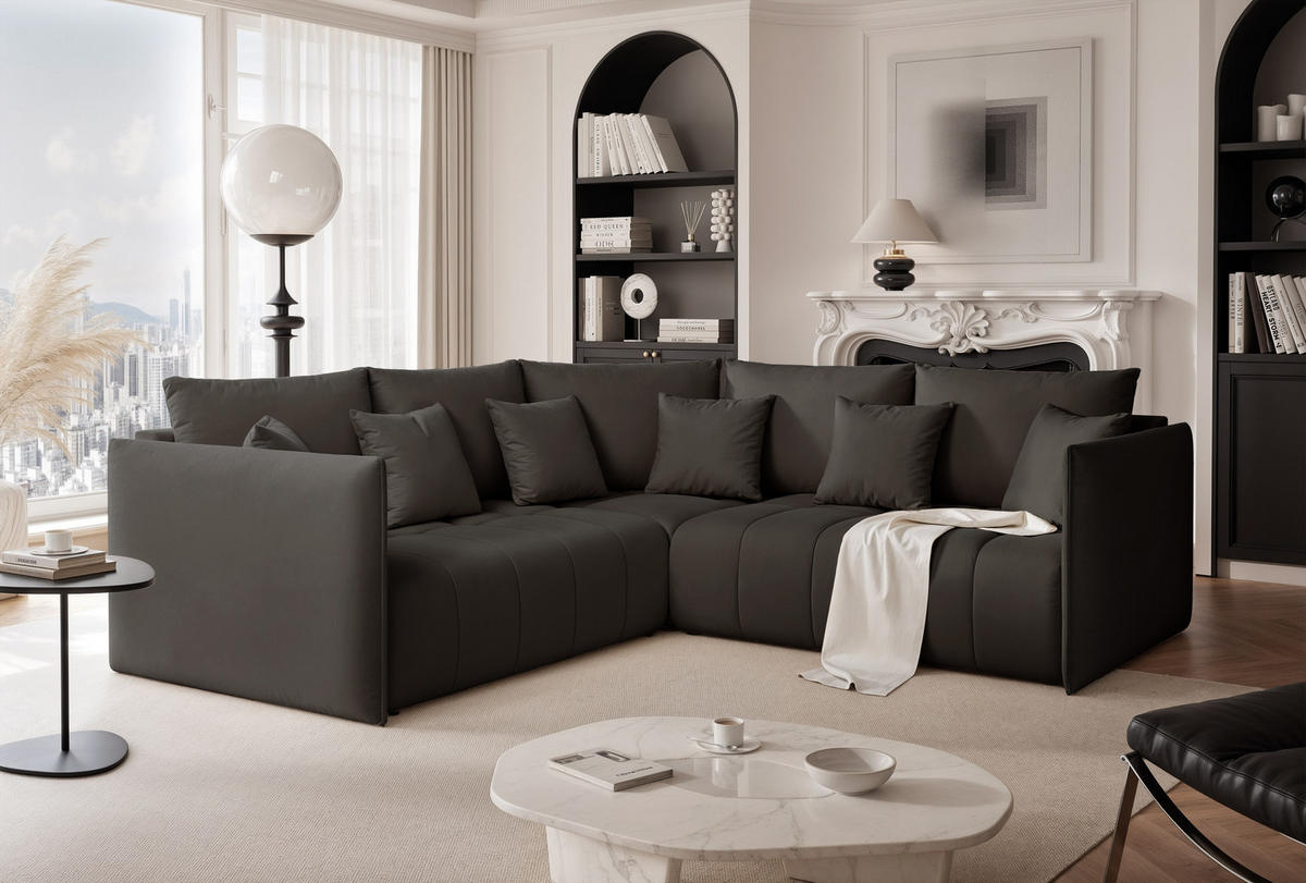 ECKSOFA OLIMPIA mit Schlaffunktion und Bettkasten Dunkelbraun - Dunkelbraun, Holzwerkstoff/Kunststoff (235/230cm) - Idohome