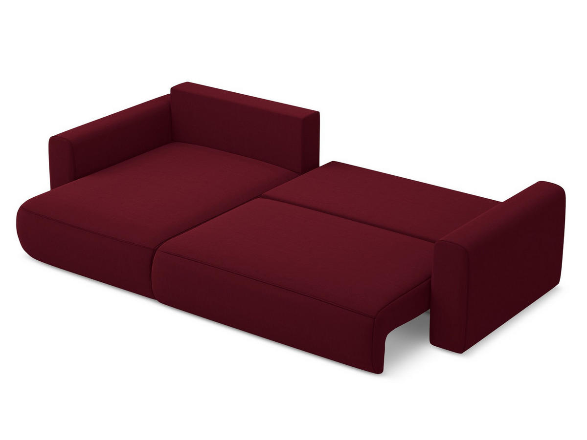 ECKSOFA mit Schlaffunktion Samt Stoff Rot - Bordeaux/Rot, Kunststoff/Textil (149/278cm) - Makamii