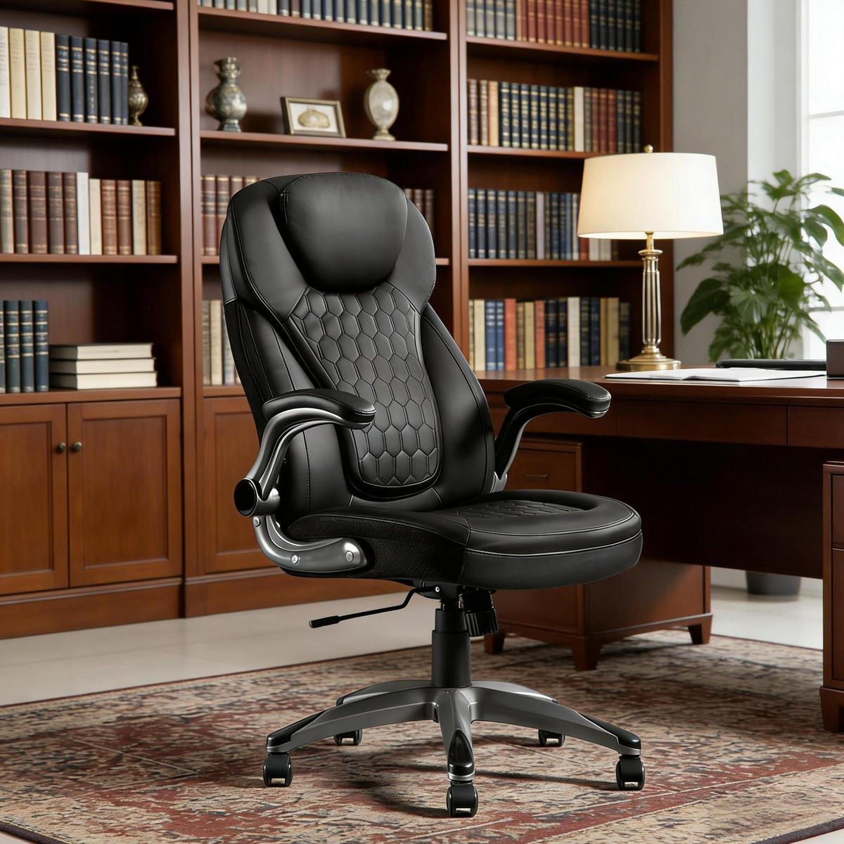 BÜROSTUHL höhenverstellbar mit hoher Rückenlehne Schwarz - Schwarz, Metall (67.5/120/73cm) - Meubliv