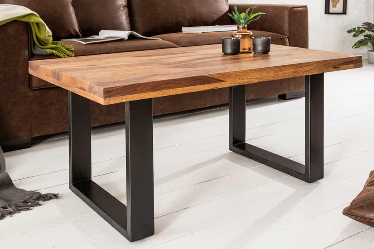 COUCHTISCH IRON CRAFT Sheesham rechteckig Natur|Schwarz 100cm - Schwarz/Braun, Holz/Metall (60/100/45cm) - riess-ambiente