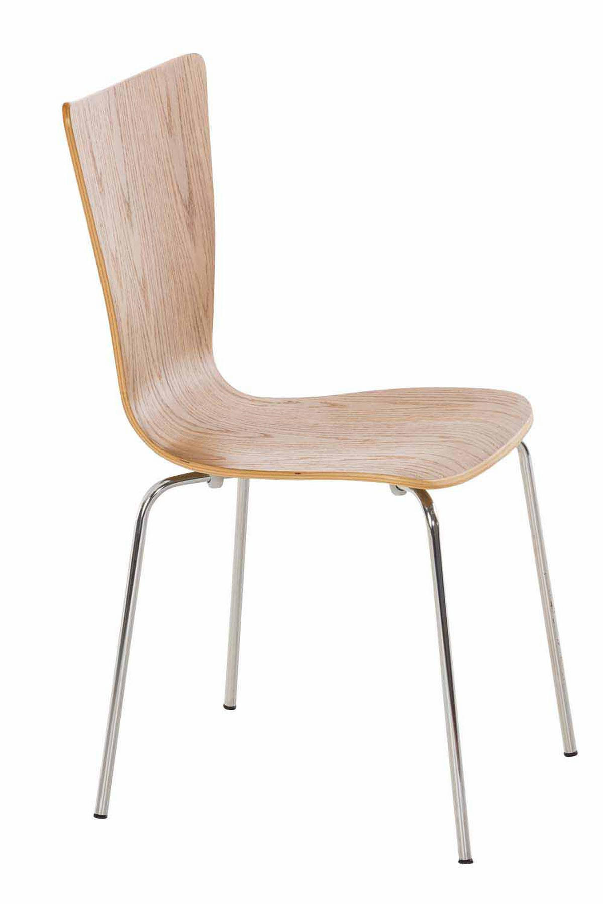 BESUCHERSTUHL Jaron mit Holzsitz und Metallgestell, Farbe: Eiche - Chromfarben/Eichefarben, Holz/Metall (43/84/50cm) - TPFLiving