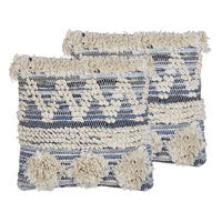 DEKOKISSEN 2er-Set Blau 45/45 cm Eytelia - Blau/Beige, Textil (45/45cm) - Beliani