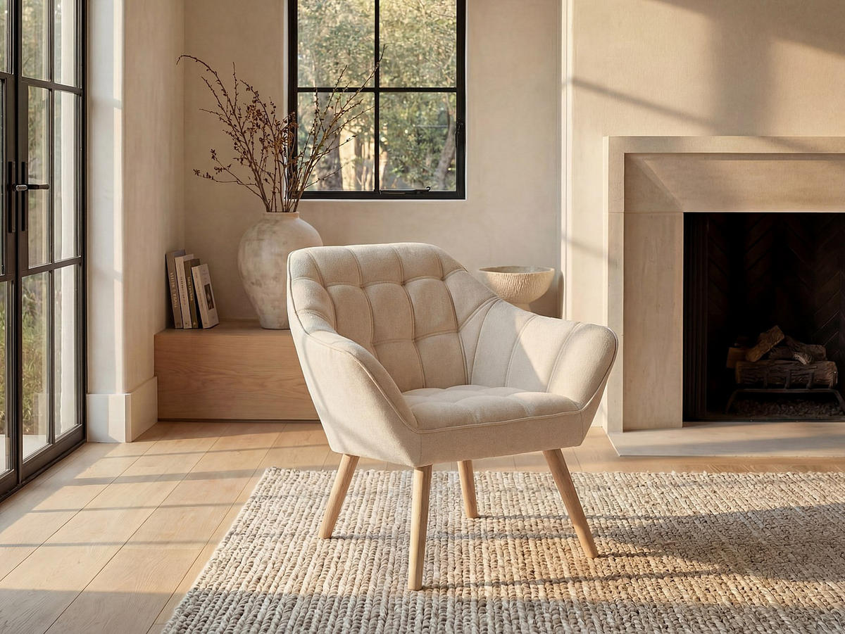 SESSEL mit gerader Rückenlehne - 1 -Sitzer - Polyester - beige - CASERTA - Beige, Textil (82/77/73cm) - Vente-Unique