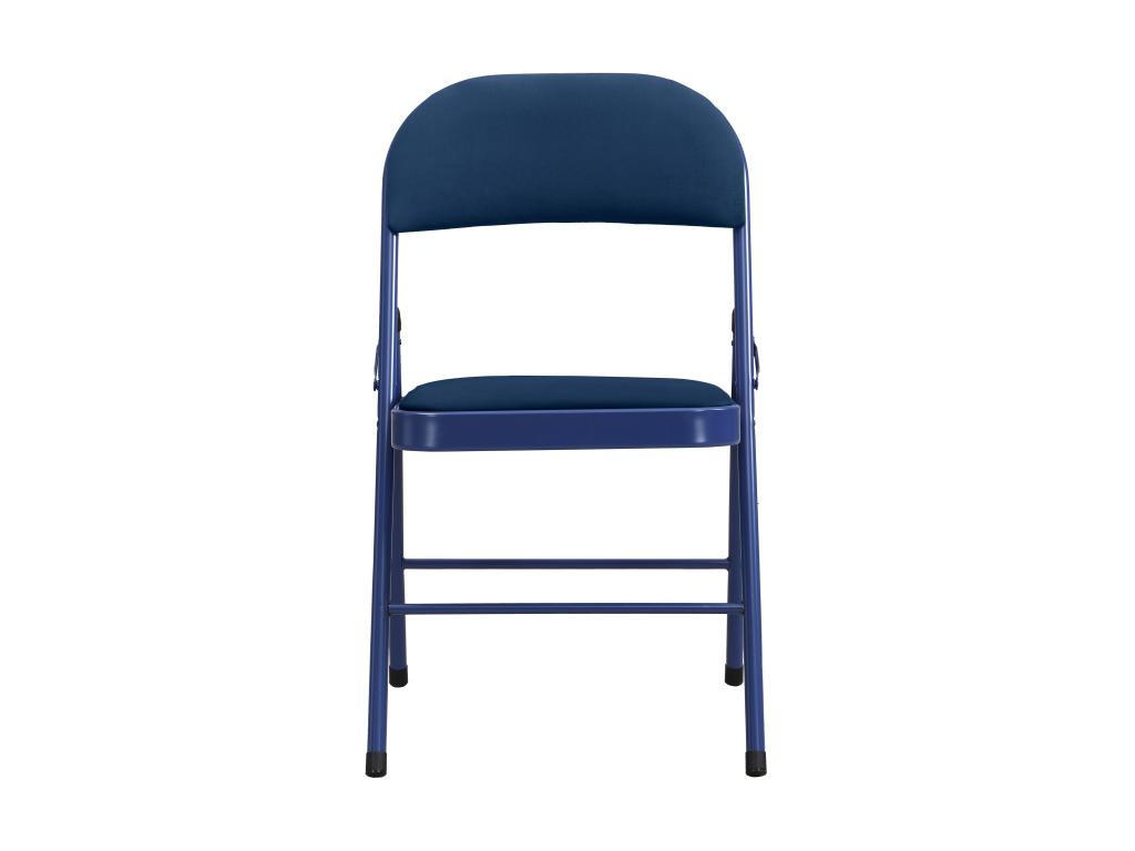 KLAPPSTUHL 2er-Set - Samt & Metall - Blau - ORTENSIA - Blau, Textil (49/79/46cm) - Vente-Unique