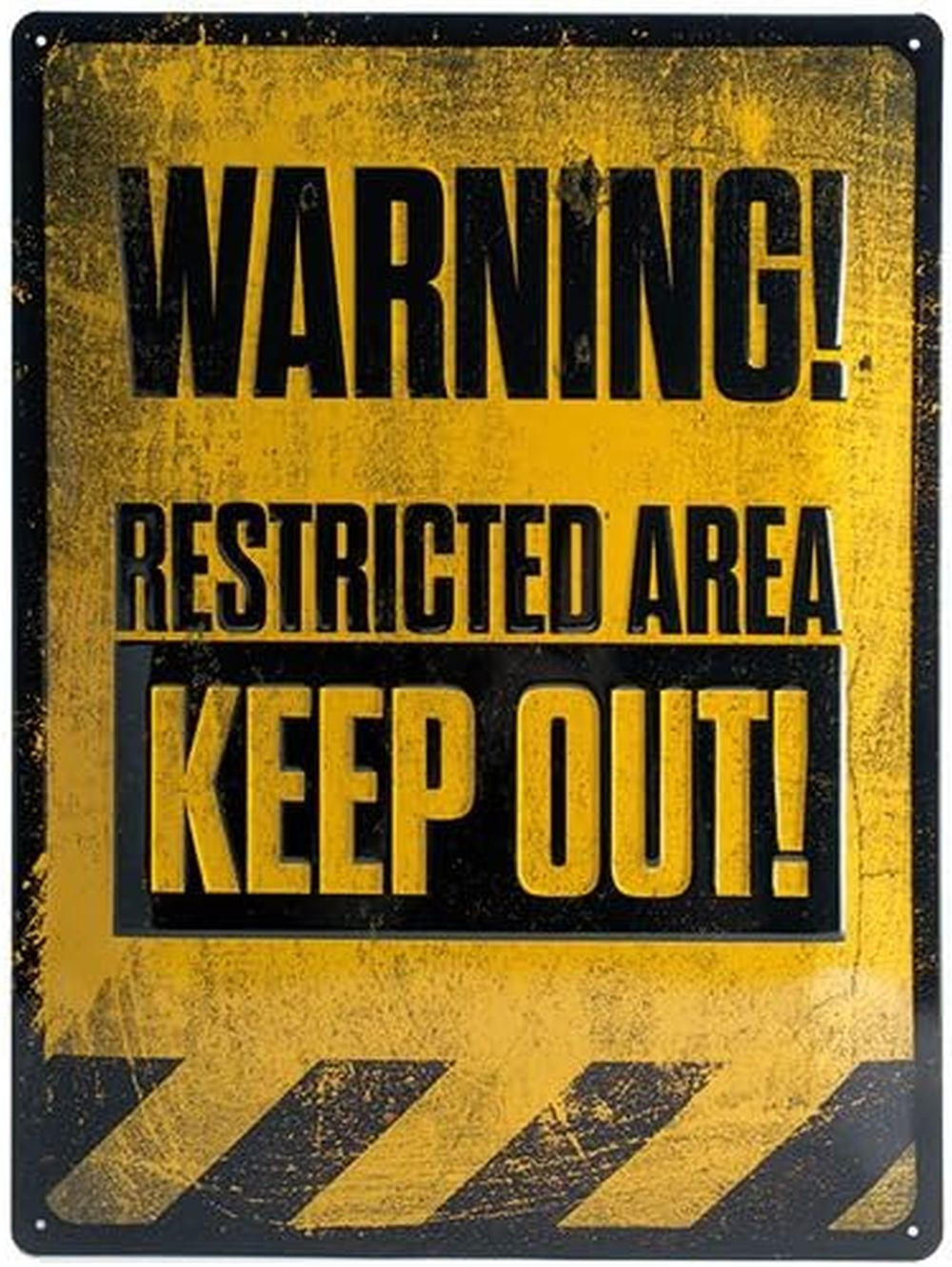 BLECHSCHILD 30/40 cm Warning Restricted AreaKeep Out! - Multicolor, Metall (30/40/0.2cm) - Nostalgic-Art