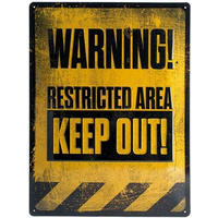 BLECHSCHILD 30/40 cm Warning Restricted AreaKeep Out! - Multicolor, Metall (30/40/0.2cm) - Nostalgic-Art