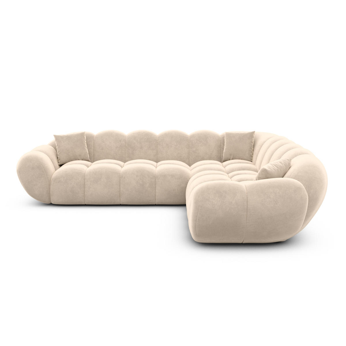 ECKSOFA Liva Creme Samtstoff - Creme, Textil (258/258cm) - VAROYAL