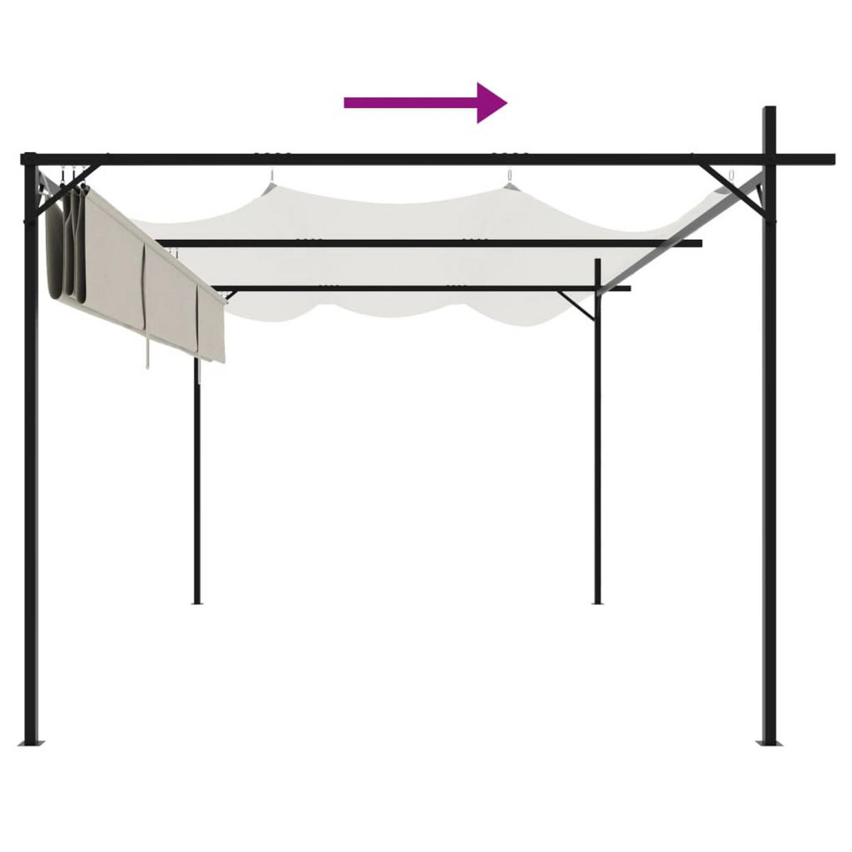 TERRASEENÜBERDACHUNG mit Schiebedach OLIMP Creme 395x292x230 cm - Creme, Metall (395/230/292cm) - DELUKE