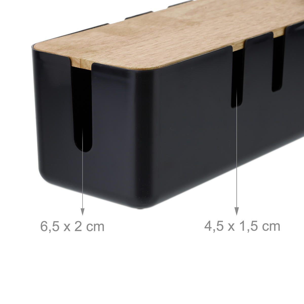 KABELBOX - Schwarz, Holz/Kunststoff (12.5/30.5/11.5cm) - Relaxdays