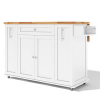 KÜCHENINSEL DE-41413 120/45-70/87 cm, klappbar, 3 Schubladen Weiß - Weiß, Holzwerkstoff (120/87/70cm) - ComfortXL