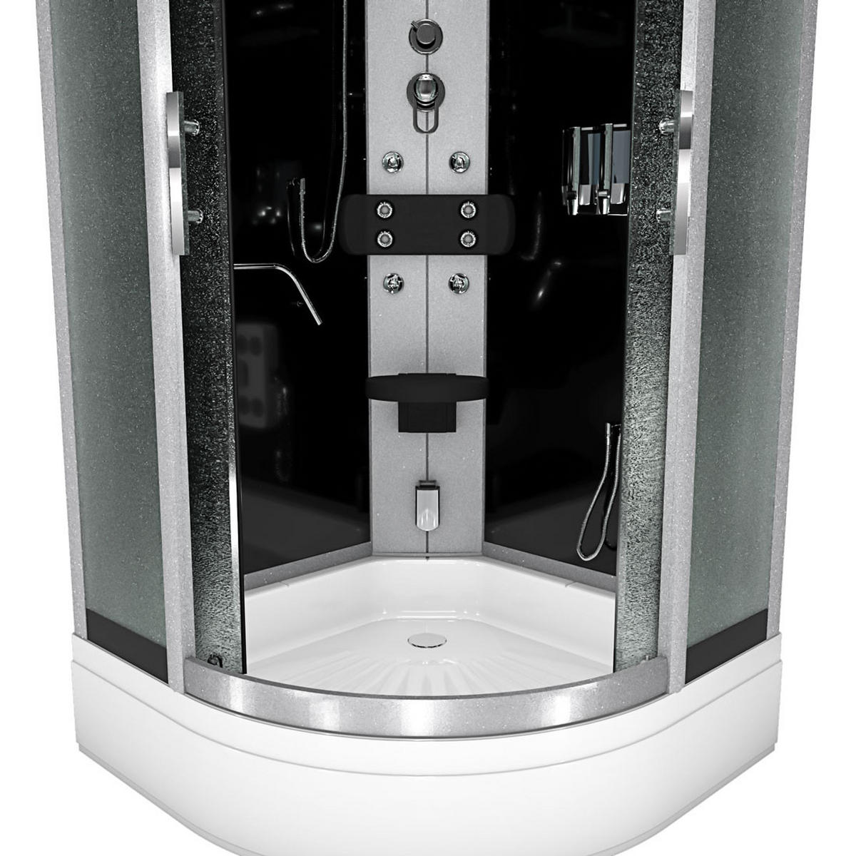 DAMPFDUSCHE Duschkabine D58-63M2 sw 100x100 - Schwarz, Glas/Kunststoff (100/100/225cm) - AcquaVapore by Sandra Jentho