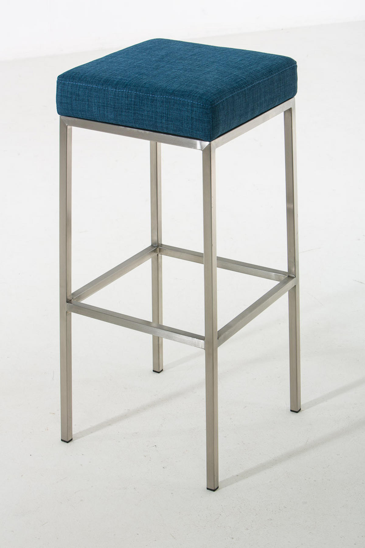 BARHOCKER Stoff blau - Blau/Edelstahlfarben, Textil/Metall (37/80/37cm) - CLP