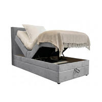 BOXBETT Sorrento - Elektrische Bett mit Matratze + Tooper, Kopfteil und Bettkasten - Stoffbezug Veloursstoff - 100x200 cm - Blau - Blau, Holzwerkstoff/Kunststoff (100/200cm) - Trada