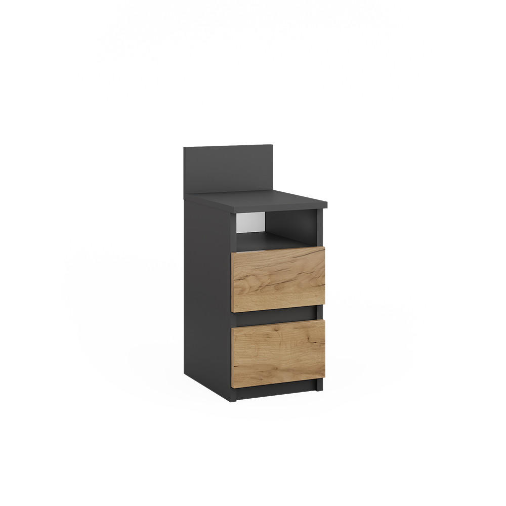 KOMMODE Monty Anthrazit/Goldkraft Eiche 25 x 59.1 cm mit 2 Schubladen - Anthrazit, Holzwerkstoff (25/59.1/32.3cm) - Vicco