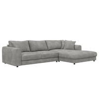 ECKSOFA mit Longchair - Schwarz/Grau, Holz/Kunststoff (286/183cm) - home24