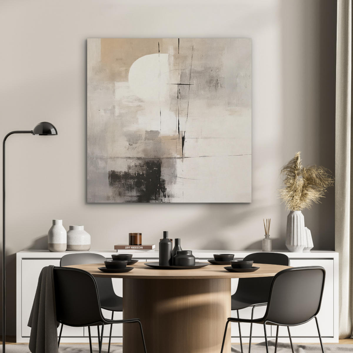 AKUSTIKPANEEL Abstrakt - Kunst - Grau 90x90 cm - Hellgrau, Textil (90/0.9/90cm) - MuchoWow