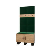 GARDEROBEN-SET 196/84/45,6 - Waldgrün/Schwarz, Holz/Kunststoff (84/196/45.6cm) - Abiks Möbel