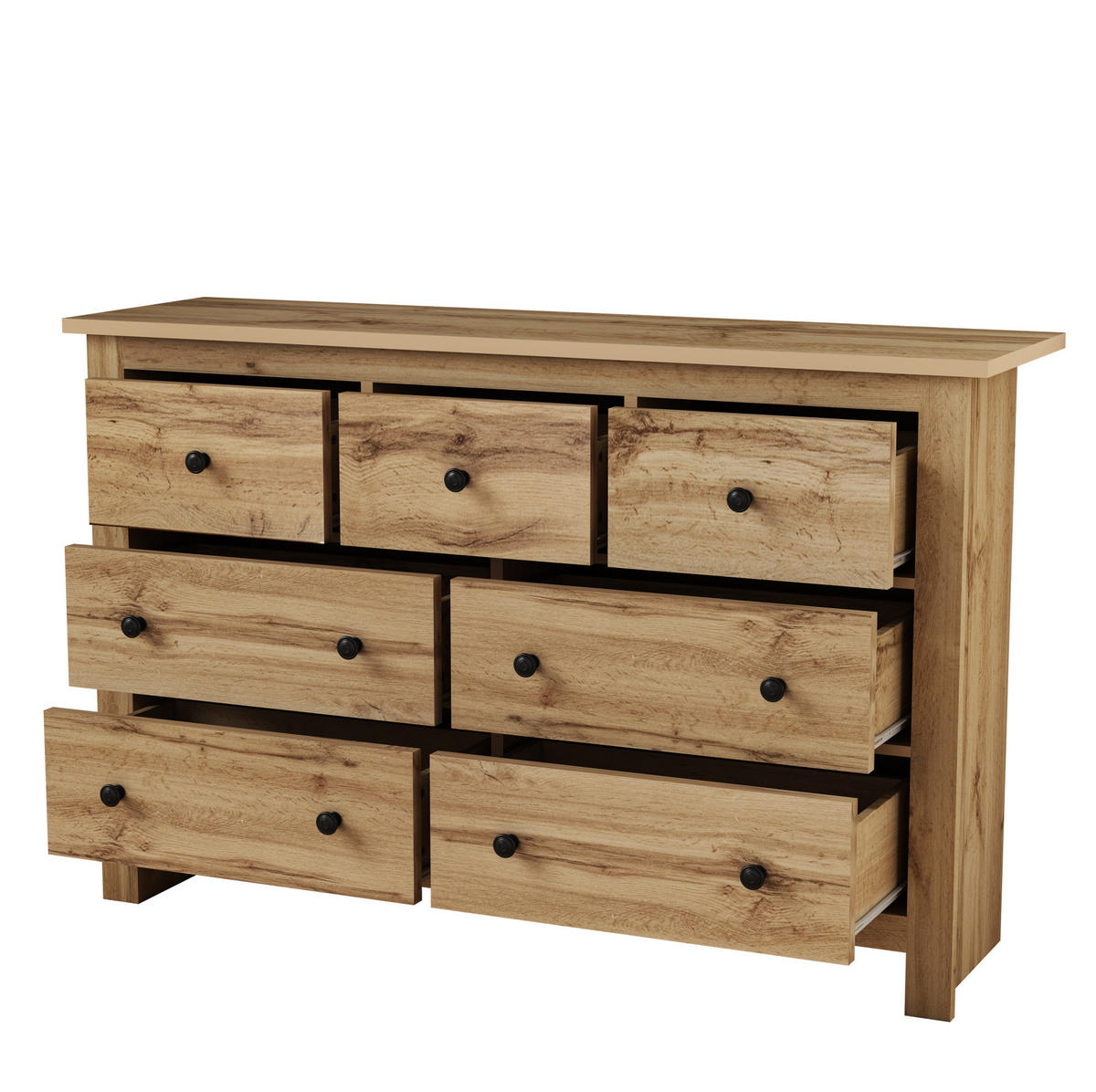SIDEBOARD 152/40/88,5 cm aus Spanplatte mit 7 Schubladen Holzfarben - Naturfarben, Holzwerkstoff (152/89/40cm) - Modenvie