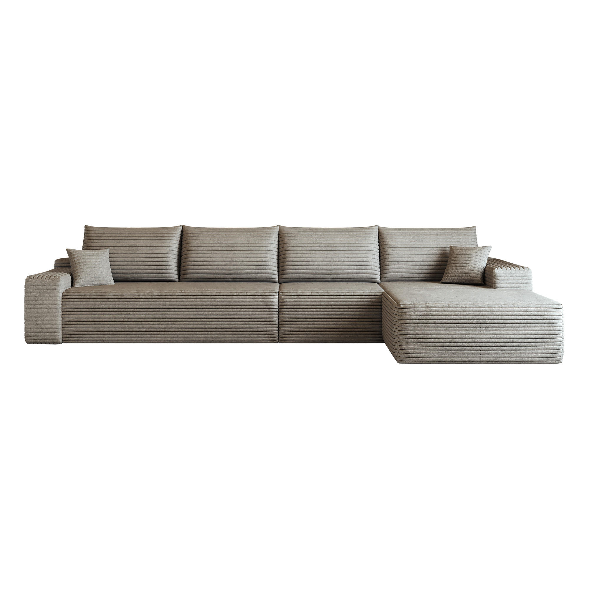 ECKSOFA 340/175/83 cm Kamel mit L-förmiger Chaiselongue, Rechte Seite - Braun/Cappuccino, Textil (340/175cm) - Oxeza