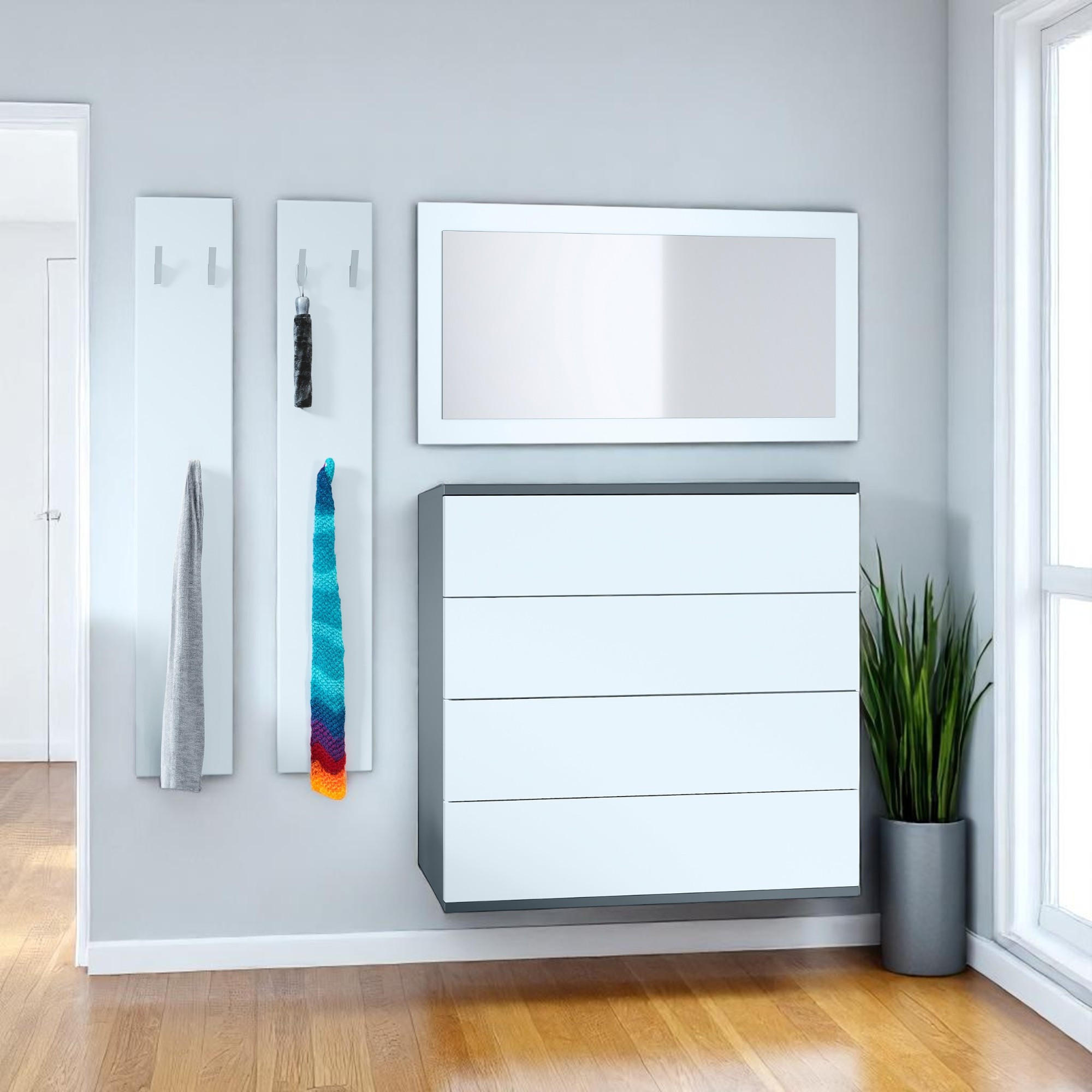 GARDEROBE Horizon Weiß matt - Weiß, Holzwerkstoff (142/146/35cm) - Vladon