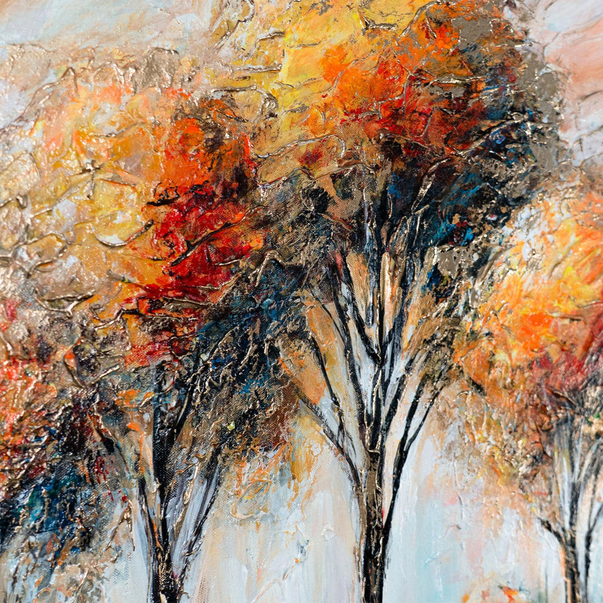 GEMÄLDE Glühen der Blätter auf Keilrahmen 115x50 cm - Braun, Holz (115/50cm) - YS-art gallery