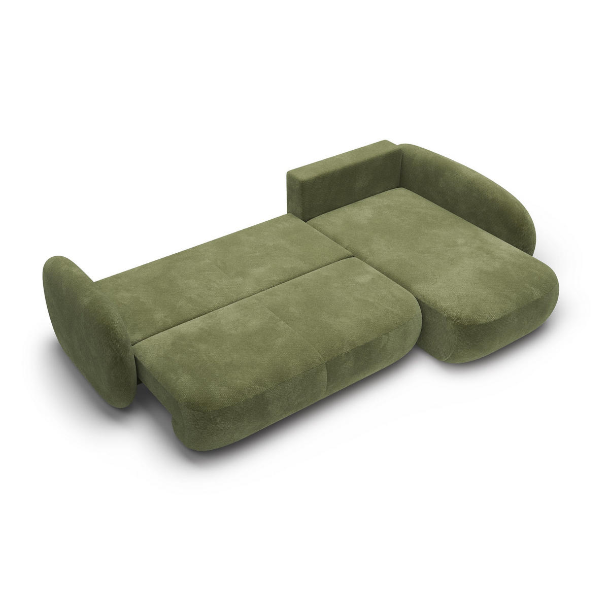 ECKSOFA AMICO II R-S Grün Geflochtener Stoff mit Schlaffunktion - Grün, Holz (289/190cm) - MASSENO