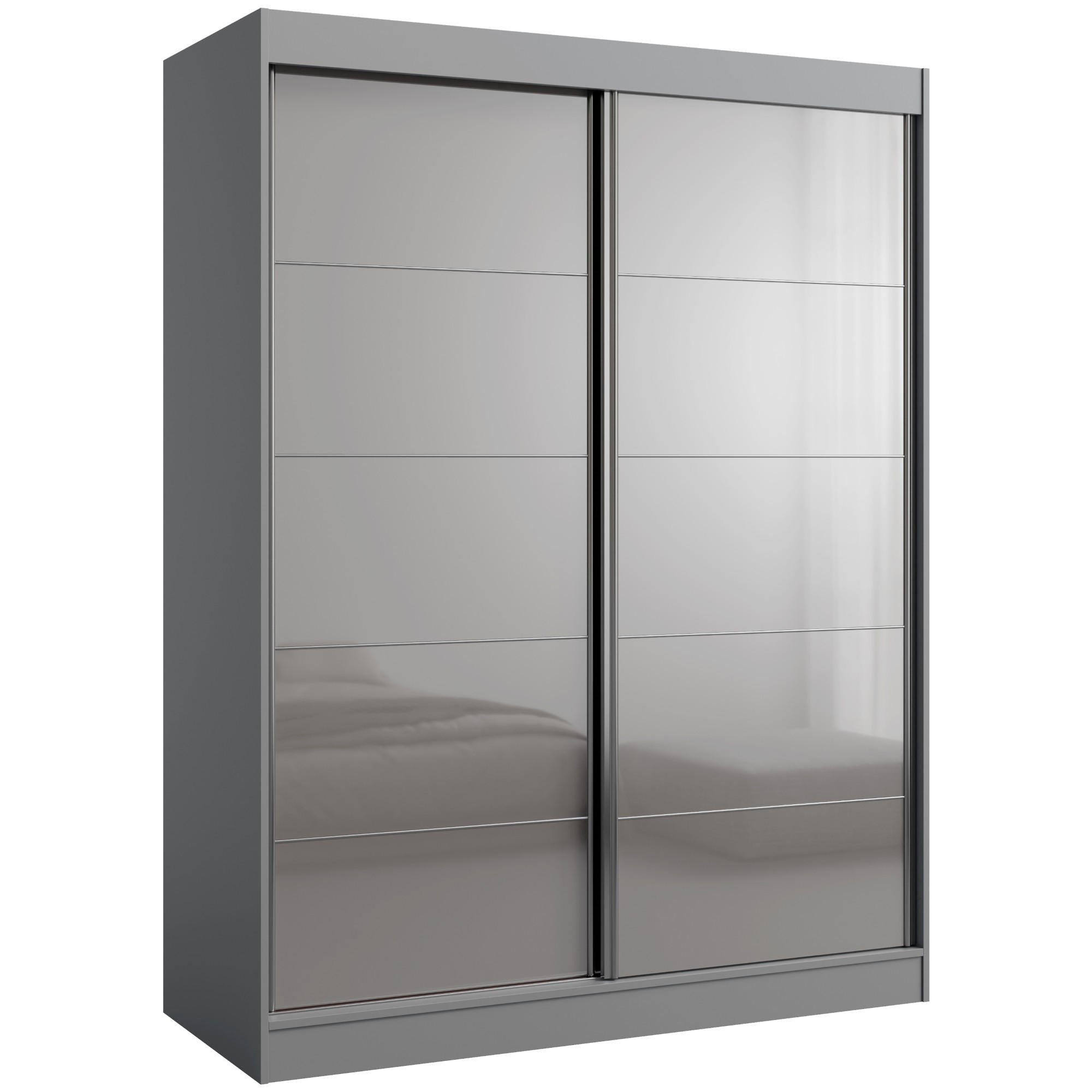 SCHIEBETÜRENSCHRANK Como 2D 150 Grau (lacobel) - Silberfarben/Grau, Holzwerkstoff/Metall (150/201/65cm) - mzm24