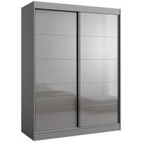 SCHIEBETÜRENSCHRANK Como 2D 150 Grau (lacobel) - Silberfarben/Grau, Holzwerkstoff/Metall (150/201/65cm) - mzm24