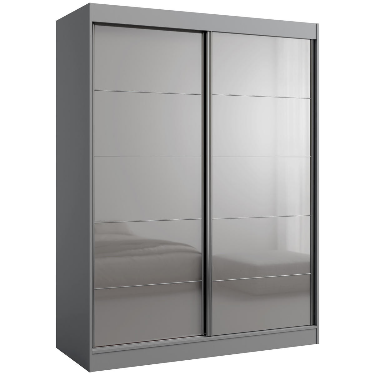 SCHIEBETÜRENSCHRANK Como 2D 150 Grau (lacobel) - Silberfarben/Grau, Holzwerkstoff/Metall (150/201/65cm) - mzm24