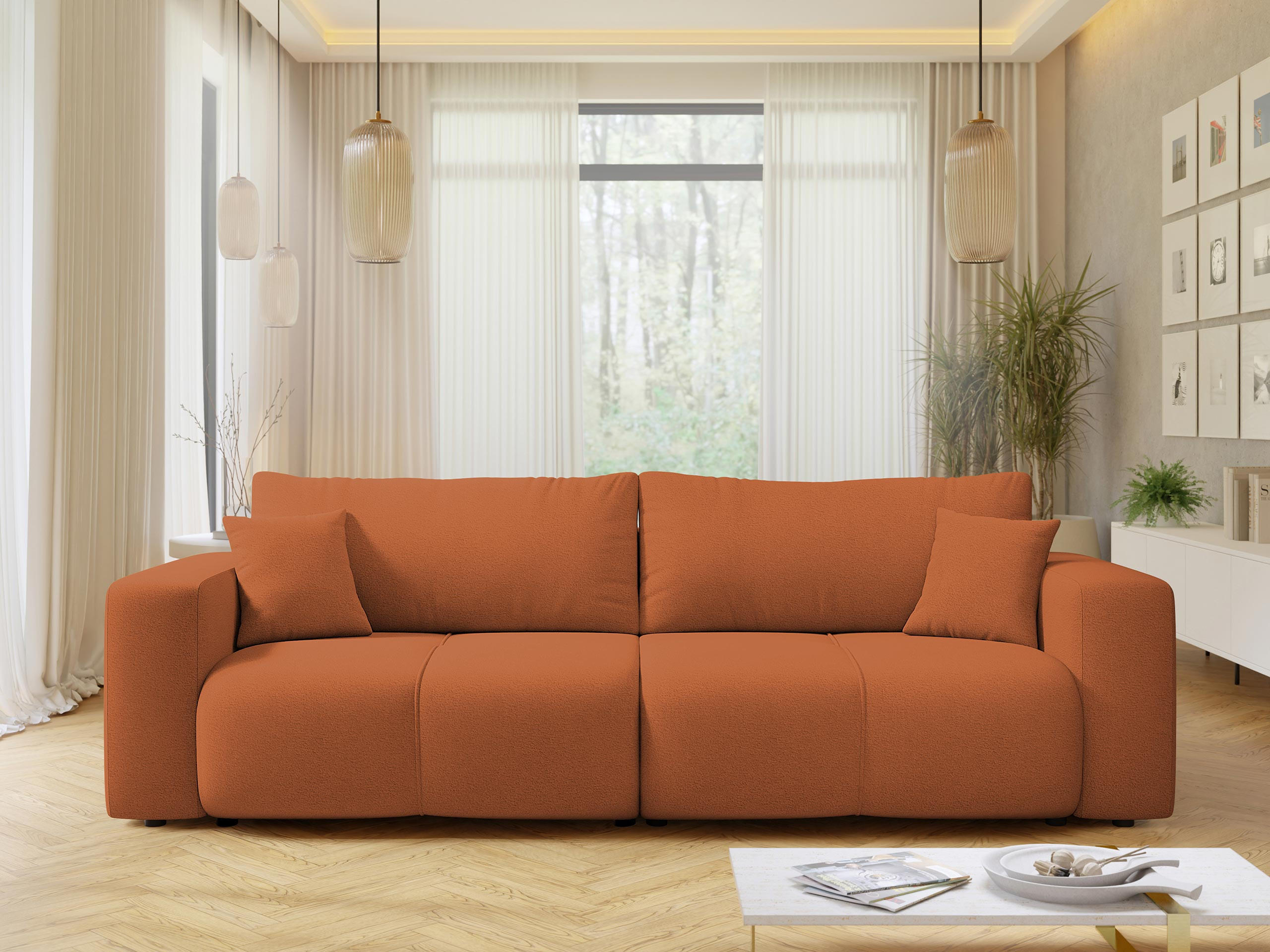 SCHLAFSOFA Furyn - Schwarz/Orange, Holz/Kunststoff (245/82/92cm) - MIRJAN24